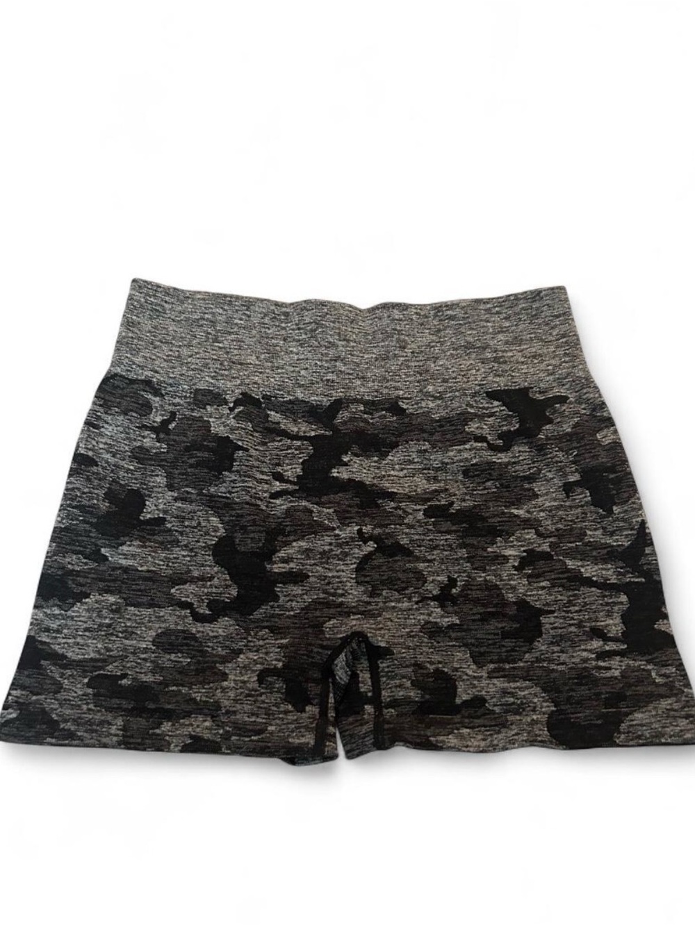 SHEIN Gray & Black Camo High-Waist Athletic Shorts